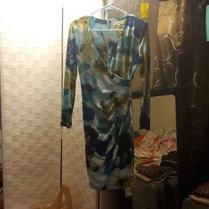 Calvin Klein, size 4, blue, green, and white dress